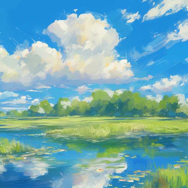 Landscape painting, lake scenery-Small Lake 19
