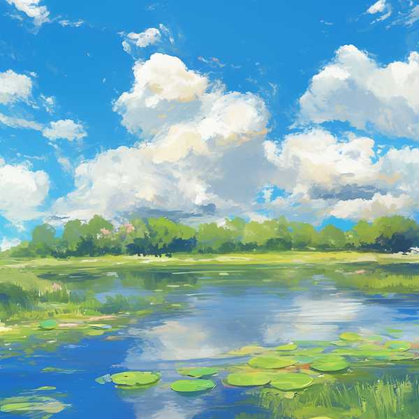 Landscape painting, lake scenery-Small Lake 18