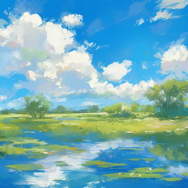 Landscape painting, lake scenery-Small Lake 16