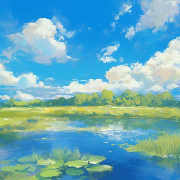 Landscape painting, lake scenery-Small Lake 14