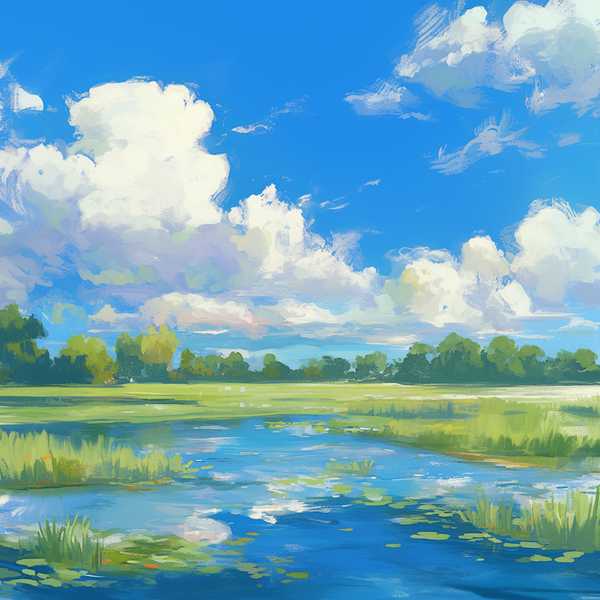 Landscape painting, lake scenery-Small Lake 13