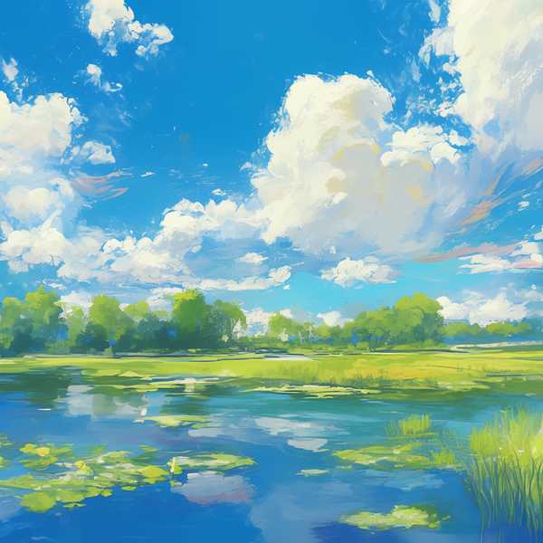 Landscape painting, lake scenery-Small Lake 12