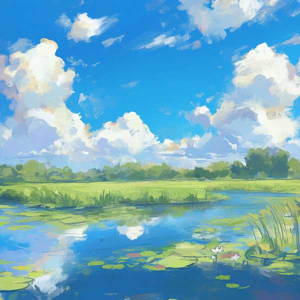 Landscape painting, lake scenery-Small Lake 11