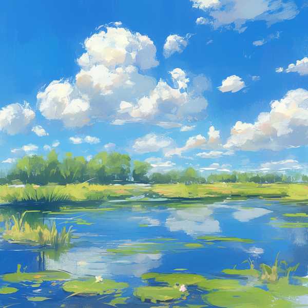 Landscape painting, lake scenery-Small Lake 10