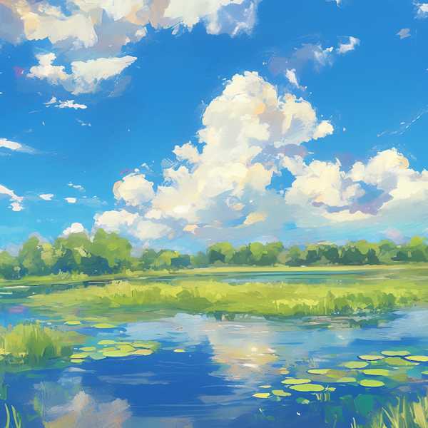 Landscape painting, lake scenery-Small Lake 8