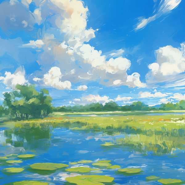 Landscape painting, lake scenery-Small Lake 7