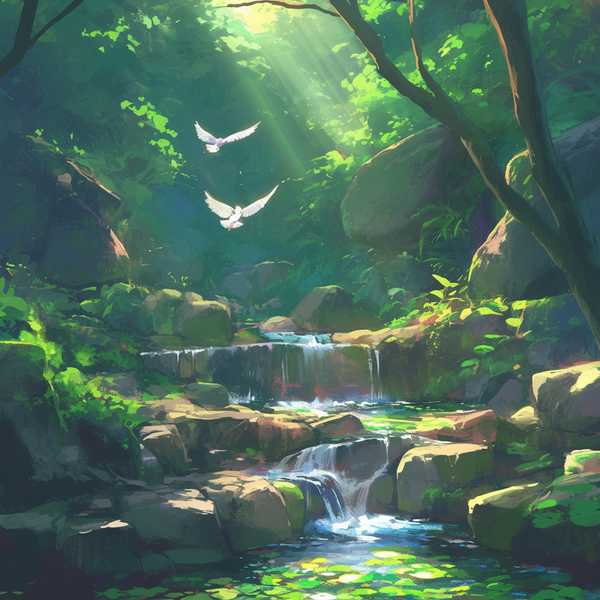 Landscape painting of riverside scenery-Bird diagram 2