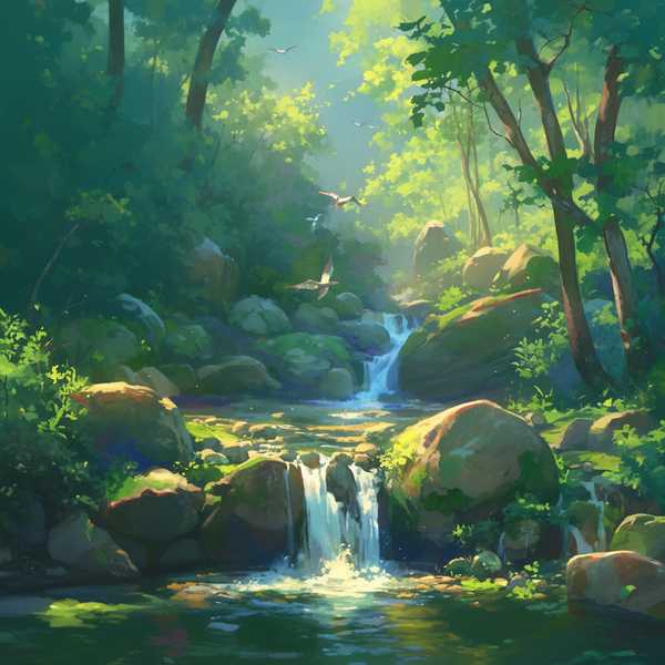Landscape painting of riverside scenery-Bird diagram 6