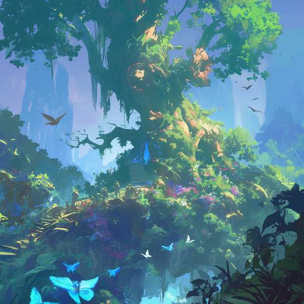 Ancient Forest Oil Painting-The ancient divine tree 7