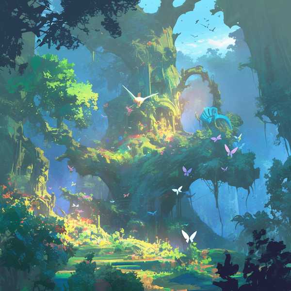 Ancient Forest Oil Painting-Elf Tree 9