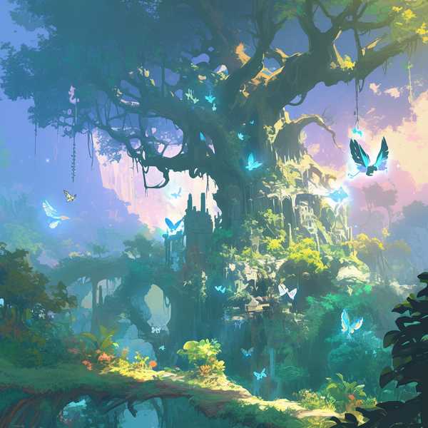Ancient Forest Oil Painting-Elf Tree 6